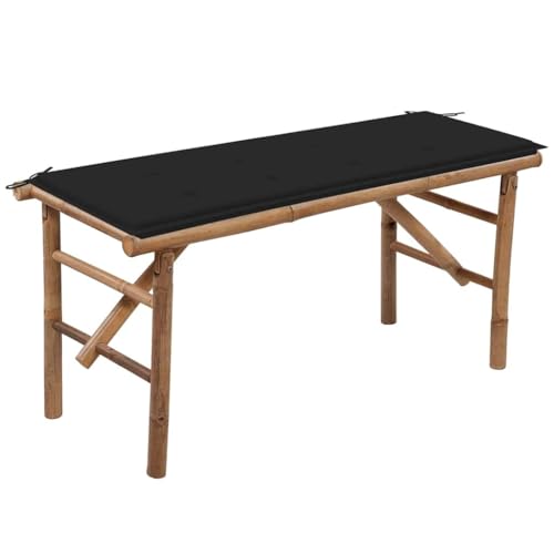 KLYEON Klappbare Gartenbank mit Auflage 118 cm Bambus Gartenmöbel von KLYEON