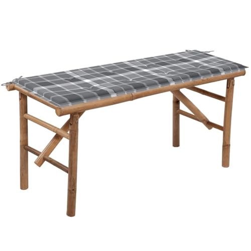 KLYEON Klappbare Gartenbank mit Auflage 118 cm Bambus Gartenmöbel von KLYEON