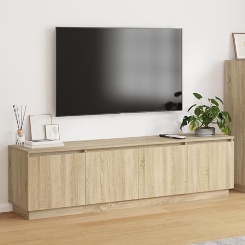 KLYEON LED TV-Schrank Sonoma Eiche Hängeschrank Wohnzimmer Wandregal Wandmontage for Hotel 180x38x49 cm Holzwerkstoff von KLYEON