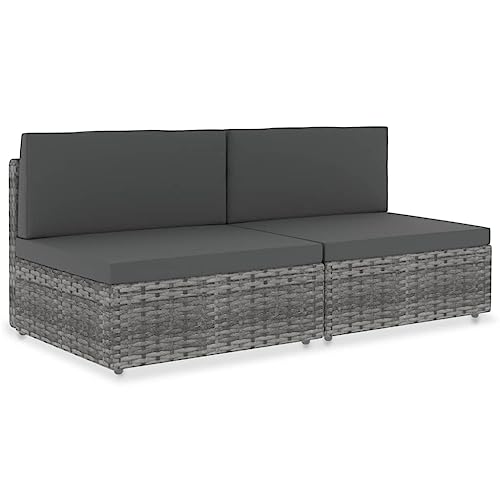KLYEON Modulares 2-Sitzer-Sofa Poly Rattan Grau Garten Sofa von KLYEON