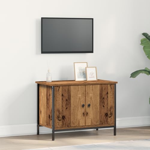 KLYEON Old Wood TV Stand Altholz Holz TV Lowboard Betonoptik naturbelassen Stauraum for Wohnzimmer 60 x 35 x 45 cm Langlebig von KLYEON