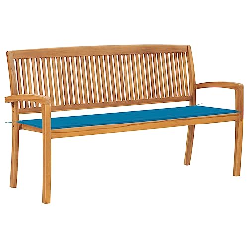 KLYEON Stapelbare Gartenbank mit Auflage 159 cm Massivholz Teak Gartenmöbel von KLYEON