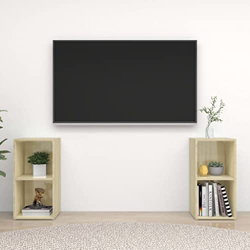 KLYEON TV-Schränke 2 STK. Sonoma-Eiche Holz Wohnzimmermöbel TVSchrankSet for Hotel 72x35x36,5 cm Holzwerkstoff von KLYEON