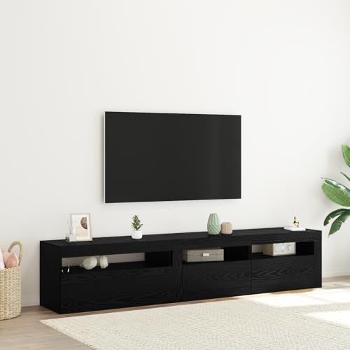 KLYEON TV-Schränke 2 STK. mit LED-Leuchten Schwarz Eiche Holzwerkstoff Modernes Design Fernsehschrank modern Wohnzimmermöbel for Tagungsraum KLYEON TV-Schränke 2 STK. mit LED-Leuchten Schwarz Eiche Holzwerkstoff Modernes Design Fernsehschrank modern Wohnzimmermöbel for Tagungsraum von KLYEON