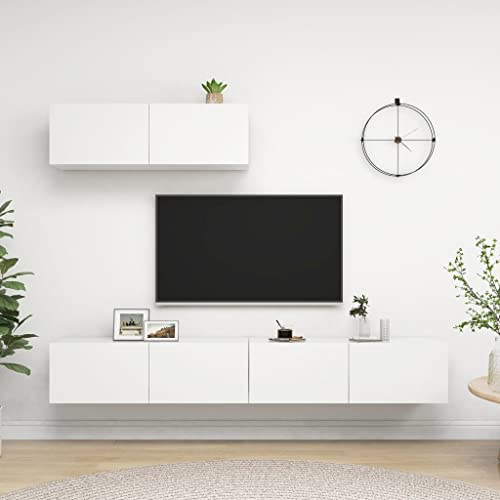 KLYEON TV-Schränke 3 STK. Weiß Holzwerkstoff geräumig Sonoma Eiche Montage for Schlafzimmer von KLYEON