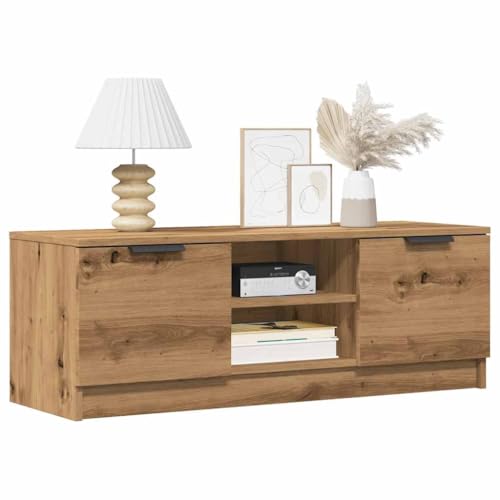 KLYEON TV-Schrank Artisan-Eiche HiFiSchrank weiß Wandregal for Schlafzimmer 102x35x36,5 cm Holzwerkstoff von KLYEON