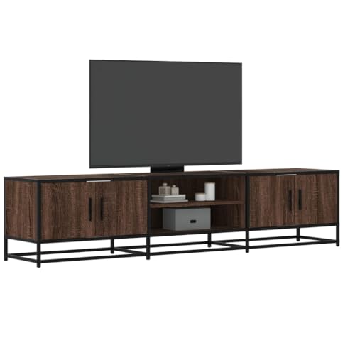 KLYEON TV-Schrank Braun Eichen-Optik TV Lowboard Betonoptik staubgeschützt aus Holz for Schlafzimmer 180x35x41 cm Holzwerkstoff von KLYEON