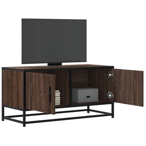 KLYEON TV-Schrank Eichen-Optik Wandregal Wohnzimmermöbel Mediamöbel for Wohnzimmer 80x34,5x40 cm Holzwerkstoff und Metall von KLYEON
