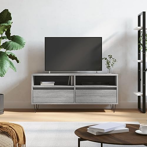 KLYEON TV-Schrank Grau Sonoma HiFiSchrank Modernes Design Wohnzimmer Möbel for Multimedia-Center 100x34,5x44,5 cm Holzwerkstoff von KLYEON