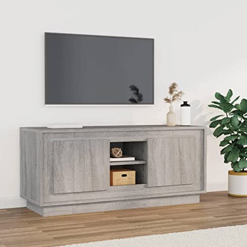 KLYEON TV-Schrank Grau Sonoma Medienständer Modernes Design pflegeleicht for Hotel 102x35x45 cm Holzwerkstoff von KLYEON