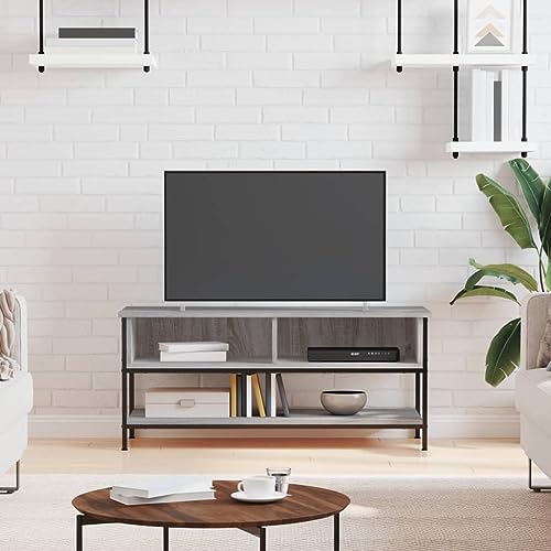 KLYEON TV-Schrank Grau Sonoma Medienständer Wandhalterung Wohnzimmermöbel for Tagungsraum 100x35x45 cm Holzwerkstoff von KLYEON