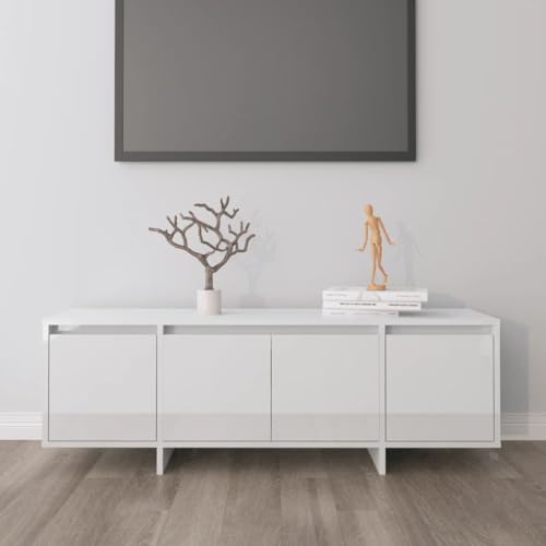 KLYEON TV-Schrank Hochglanz-Weiß Holz Wohnwand mit Stauraum Wandhalterung for Hotel 120x30x40,5 cm Holzwerkstoff von KLYEON