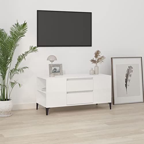 KLYEON TV-Schrank Hochglanz-Weiß Wandmontage Modernes Design TVSchrank for Tagungsraum 102x44,5x50 cm Holzwerkstoff von KLYEON