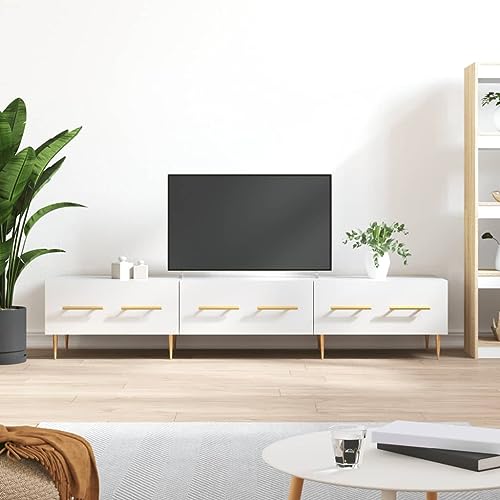 KLYEON TV-Schrank Hochglanz-Weiß Wohnzimmereinrichtung SonomaEiche Wohnwand mit Stauraum for Multimedia-Center 150x36x30 cm Holzwerkstoff von KLYEON
