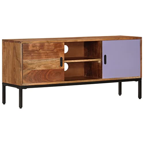 KLYEON TV-Schrank Honigbraun und Grau Modernes Design Einfache Reinigung Wandhalterung for Wohnzimmer 110x30x50 cm Massivholz Akazie von KLYEON