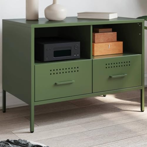 KLYEON TV-Schrank Olivgrün Wohnzimmermöbel stabil Wandregal for Wohnzimmer 68x39x50,5 cm Stahl von KLYEON