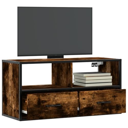 KLYEON TV-Schrank Räuchereiche staubgeschützt viel Stauraum Wohnraum for Wohnzimmer 80x31x39,5 cm Holzwerkstoff und Metall von KLYEON