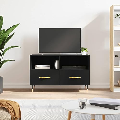 KLYEON TV-Schrank Schwarz Modernes Design stabil TV Möbel for Hotel 80x36x50 cm Holzwerkstoff von KLYEON