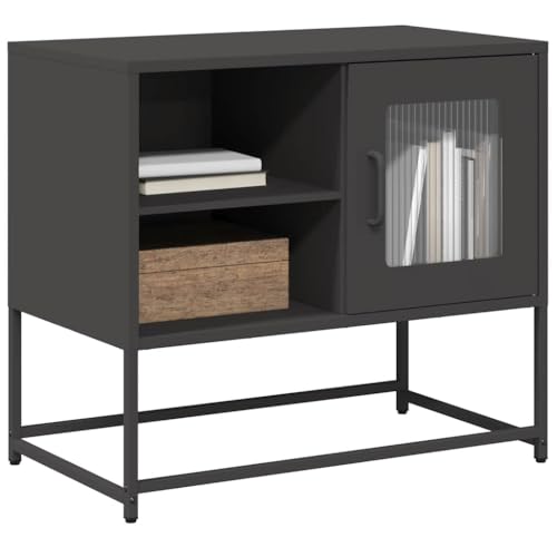KLYEON TV-Schrank Schwarz Wohnzimmermöbel Wandregal einfache Montage for Hotel 68x39x60,5 cm Stahl von KLYEON