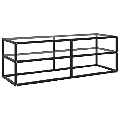 KLYEON TV-Schrank Schwarz mit Hartglas Wohnzimmermöbel Wohnwand mit Stauraum viel Stauraum for Schlafzimmer 120x40x40 cm von KLYEON