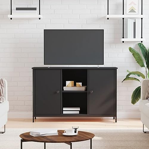KLYEON TV-Schrank Schwarz stabil Regalsystem viel Stauraum for Hotel 100x35x65 cm Holzwerkstoff von KLYEON
