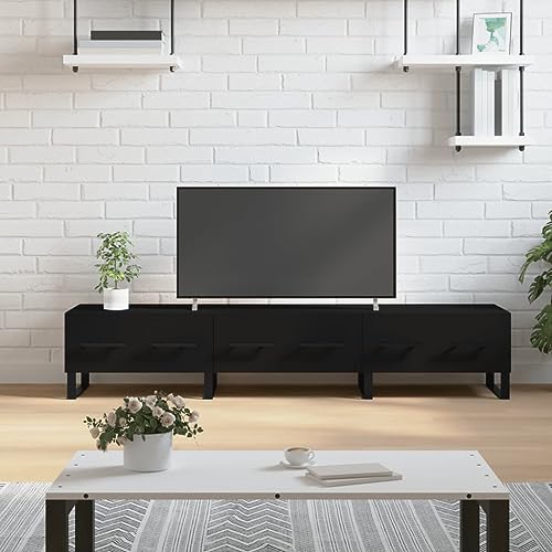 KLYEON TV-Schrank Schwarz stabil weiß Sonoma Eiche for Multimedia-Center 150x36x30 cm Holzwerkstoff von KLYEON