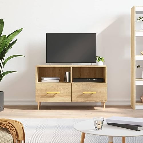 KLYEON TV-Schrank Sonoma-Eiche Modernes Design Wohnwand mit Stauraum SonomaEiche for Multimedia-Center 80x36x50 cm Holzwerkstoff von KLYEON