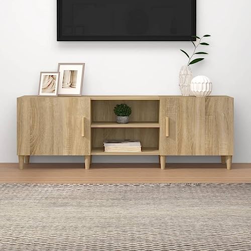 KLYEON TV-Schrank Sonoma-Eiche Wohnraum staubgeschützt einfache Montage for Tagungsraum 150x30x50 cm Holzwerkstoff von KLYEON