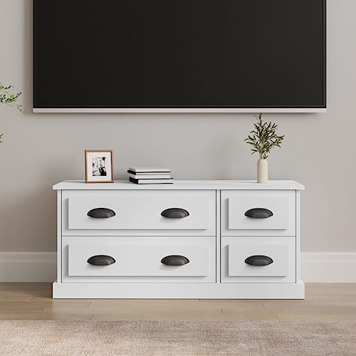 KLYEON TV-Schrank Weiß HifiRegal Modernes Design Wohnzimmer for Hotel 100x35,5x45 cm Holzwerkstoff von KLYEON