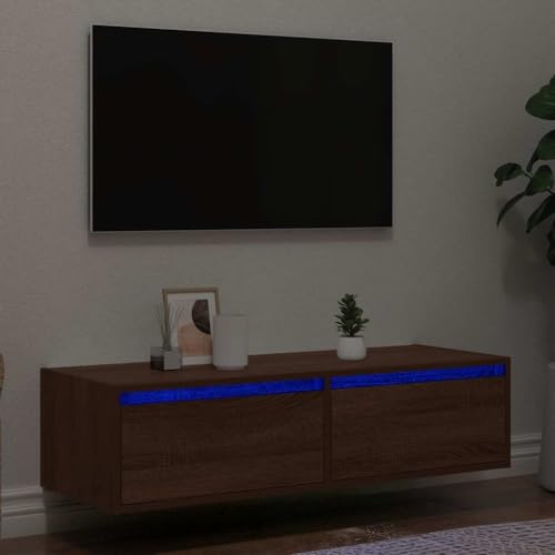 KLYEON TV-Schrank mit LED-Leuchten Braun Eichen-Optik Wohnwand mit Stauraum TVMöbel Holz for Tagungsraum 100x35,5x25 cm KLYEON TV-Schrank mit LED-Leuchten Braun Eichen-Optik Wohnwand mit Stauraum TVMöbel Holz for Tagungsraum 100x35,5x25 cm von KLYEON