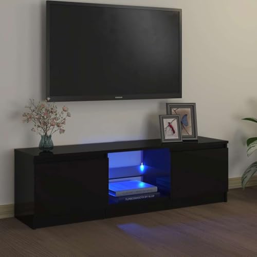 KLYEON TV-Schrank mit LED-Leuchten Schwarz Wandmontage stabil Modernes Design for Wohnzimmer 120x30x36 cm von KLYEON