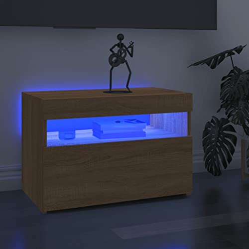 KLYEON TV-Schrank mit LED-Leuchten Sonoma-Eiche stabil Stauraum Wohnwand mit Stauraum for Tagungsraum 60x35x40 cm von KLYEON