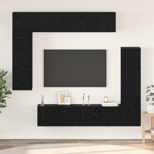 KLYEON TV-Schranksatz mit Regal Sonstiges mit Speicher mit Tür 8 pcs Schwarz Eiche weiß Holz Stauraum for Hotel 80 x 30 x 30 cm KLYEON TV-Schranksatz mit Regal Sonstiges mit Speicher mit Tür 8 pcs Schwarz Eiche weiß Holz Stauraum for Hotel 80 x 30 x 30 cm von KLYEON