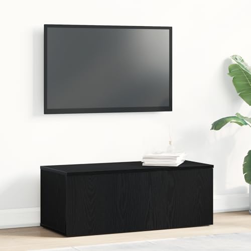 KLYEON TV-Ständer Schwarz Eiche Eukalyptusholz Fernsehschrank Stauraum for Hotel 80x34x30 cm Holzwerkstoff von KLYEON