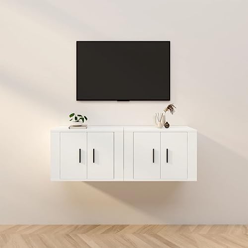 KLYEON TV-Wandschränke 2 STK. Weiß Fernsehschrank Sonoma Eiche aus Holz for Wohnzimmer 57x34,5x40 cm KLYEON TV-Wandschränke 2 STK. Weiß Fernsehschrank Sonoma Eiche aus Holz for Wohnzimmer 57x34,5x40 cm von KLYEON
