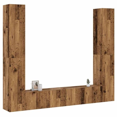 KLYEON TV-Wandschränke 6 STK. Altholz-Optik Holzwerkstoff Hängeschrank Wohnzimmer Montagefreundlich viel Stauraum for Schlafzimmer von KLYEON