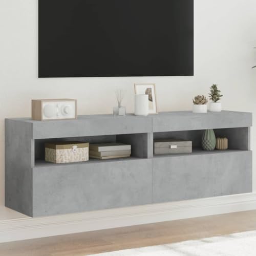 KLYEON TV-Wandschränke mit LED-Leuchten 2 STK. Betongrau Holz MultimediaGeräte Hängeschrank Wohnzimmer for Schlafzimmer 60x30x40 cm KLYEON TV-Wandschränke mit LED-Leuchten 2 STK. Betongrau Holz MultimediaGeräte Hängeschrank Wohnzimmer for Schlafzimmer 60x30x40 cm von KLYEON