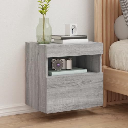 KLYEON TV-Wandschränke mit LED-Leuchten 2 STK. Grau Sonoma Hängeschrank Wohnzimmer Wandhalterung HiFiSchrank for Schlafzimmer 40x30x40 cm KLYEON TV-Wandschränke mit LED-Leuchten 2 STK. Grau Sonoma Hängeschrank Wohnzimmer Wandhalterung HiFiSchrank for Schlafzimmer 40x30x40 cm von KLYEON