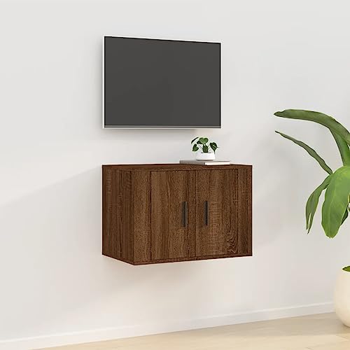 KLYEON TV-Wandschrank Braun Eichen-Optik Wandhalterung stabil Kiefernholz for Schlafzimmer 57x34,5x40 cm von KLYEON