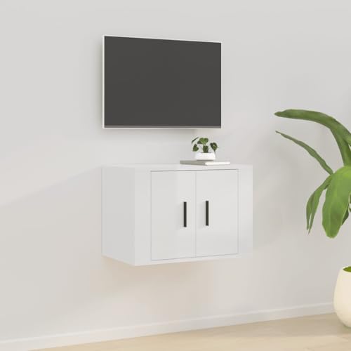 KLYEON TV-Wandschrank Hochglanz-Weiß TVMöbel staubgeschützt praktisch for Multimedia-Center 57x34,5x40 cm von KLYEON