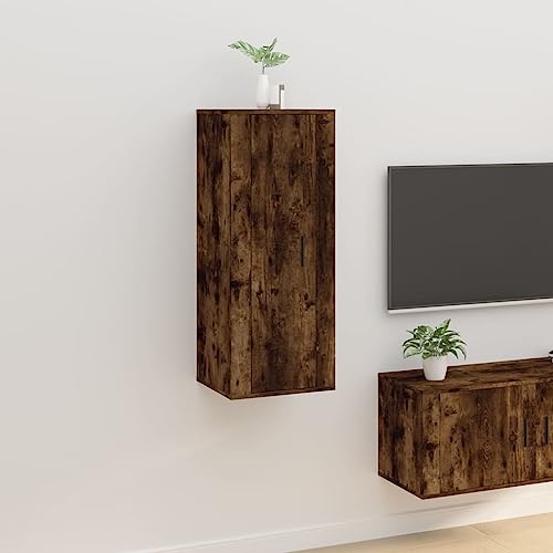 KLYEON TV-Wandschrank Räuchereiche Modernes Design Feuchtigkeitsbeständig Wandregal for Wohnzimmer 40x34,5x100 cm von KLYEON
