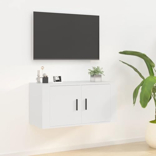 KLYEON TV-Wandschrank Weiß Mediamöbel Wohnzimmer Holz for Tagungsraum 80x34,5x40 cm von KLYEON