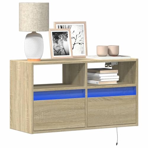 KLYEON TV-Wandschrank mit LED-Beleuchtung Sonoma-Eiche Medienständer Wandmontage Wohnzimmer Möbel for Tagungsraum 80x31x45 cm KLYEON TV-Wandschrank mit LED-Beleuchtung Sonoma-Eiche Medienständer Wandmontage Wohnzimmer Möbel for Tagungsraum 80x31x45 cm von KLYEON