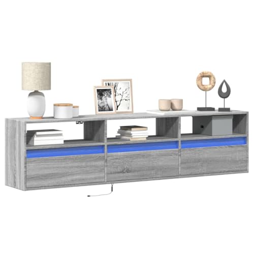 KLYEON TV-Wandschrank mit LED Grau Sonoma MultimediaGeräte aus Holz Regalsystem for Multimedia-Center 180x31x45 cm KLYEON TV-Wandschrank mit LED Grau Sonoma MultimediaGeräte aus Holz Regalsystem for Multimedia-Center 180x31x45 cm von KLYEON
