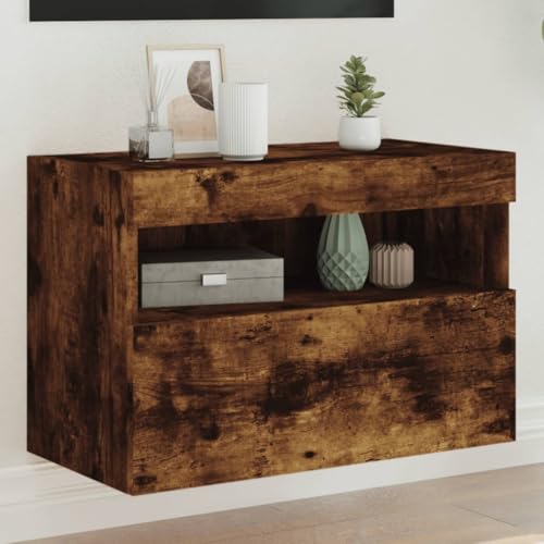 KLYEON TV-Wandschrank mit LED-Leuchten Räuchereiche Hängeschrank Wohnzimmer einfache Montage Wandhalterung for Multimedia-Center 60x30x40 cm KLYEON TV-Wandschrank mit LED-Leuchten Räuchereiche Hängeschrank Wohnzimmer einfache Montage Wandhalterung for Multimedia-Center 60x30x40 cm von KLYEON
