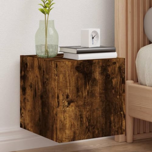 KLYEON TV-Wandschrank mit LED-Leuchten Räuchereiche Wohnwand mit Stauraum HifiRegal Feuchtigkeitsbeständig for Tagungsraum 30,5x35x30 cm von KLYEON