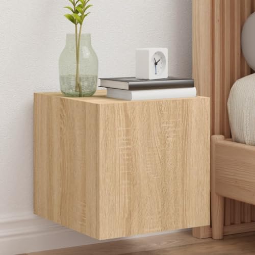 KLYEON TV-Wandschrank mit LED-Leuchten Sonoma-Eiche TV Möbel Wandregal Modernes Design for Multimedia-Center 30,5x35x30 cm von KLYEON
