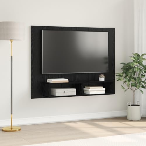 KLYEON Wand TV Schrank Schwarz Eiche SonomaEiche Modernes Design geräumig for Schlafzimmer 120 x 23.5 x 90 cm Holzwerkstoff von KLYEON