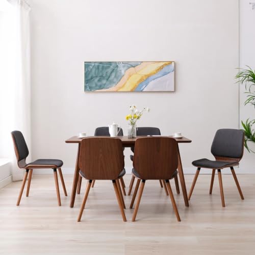 Küchenstühle-Set, Esszimmerstuhl, bequeme Sitzgelegenheiten, Küchenkomfort, ergonomische Unterstützung, robuste und elegante Stühle, stabil, atmungsaktiv ( Color : Grau 6 Stk , Size : 48 x 62.5 x 85 c von KLYEON