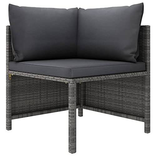 Modulares Ecksofa mit Kissen Grau Poly Rattan Garten Sofa von KLYEON